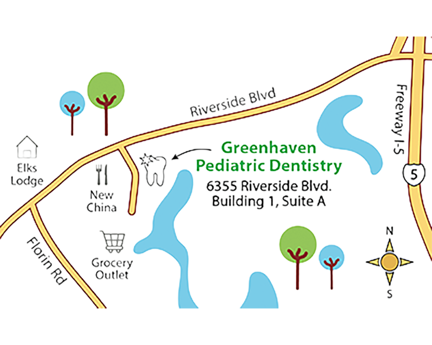 Big Smile With Baby Teeth Sacramento Office Map